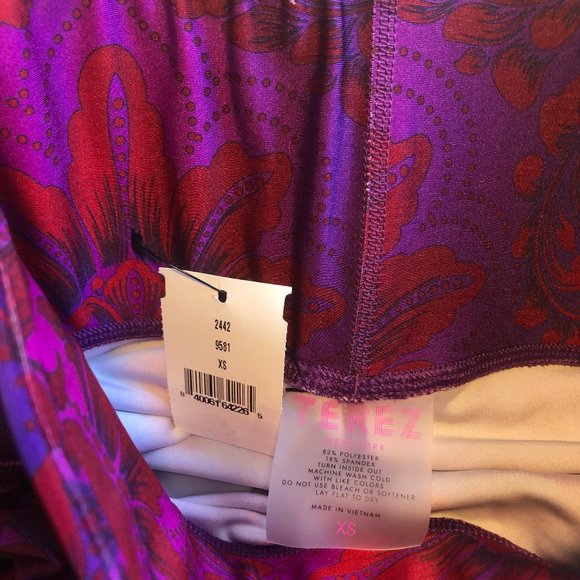 NWT EXCLUSIVE Terez Ruby Amethyst Damask Leggings XS - Picture 14 of 16